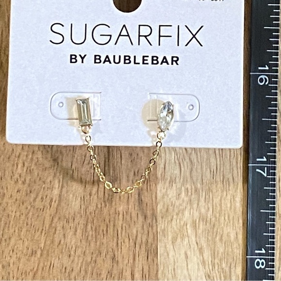 4/$20 BaubleBar Sugarfix Rhinestone Link Chain Earring Gold Tone - Picture 2 of 5